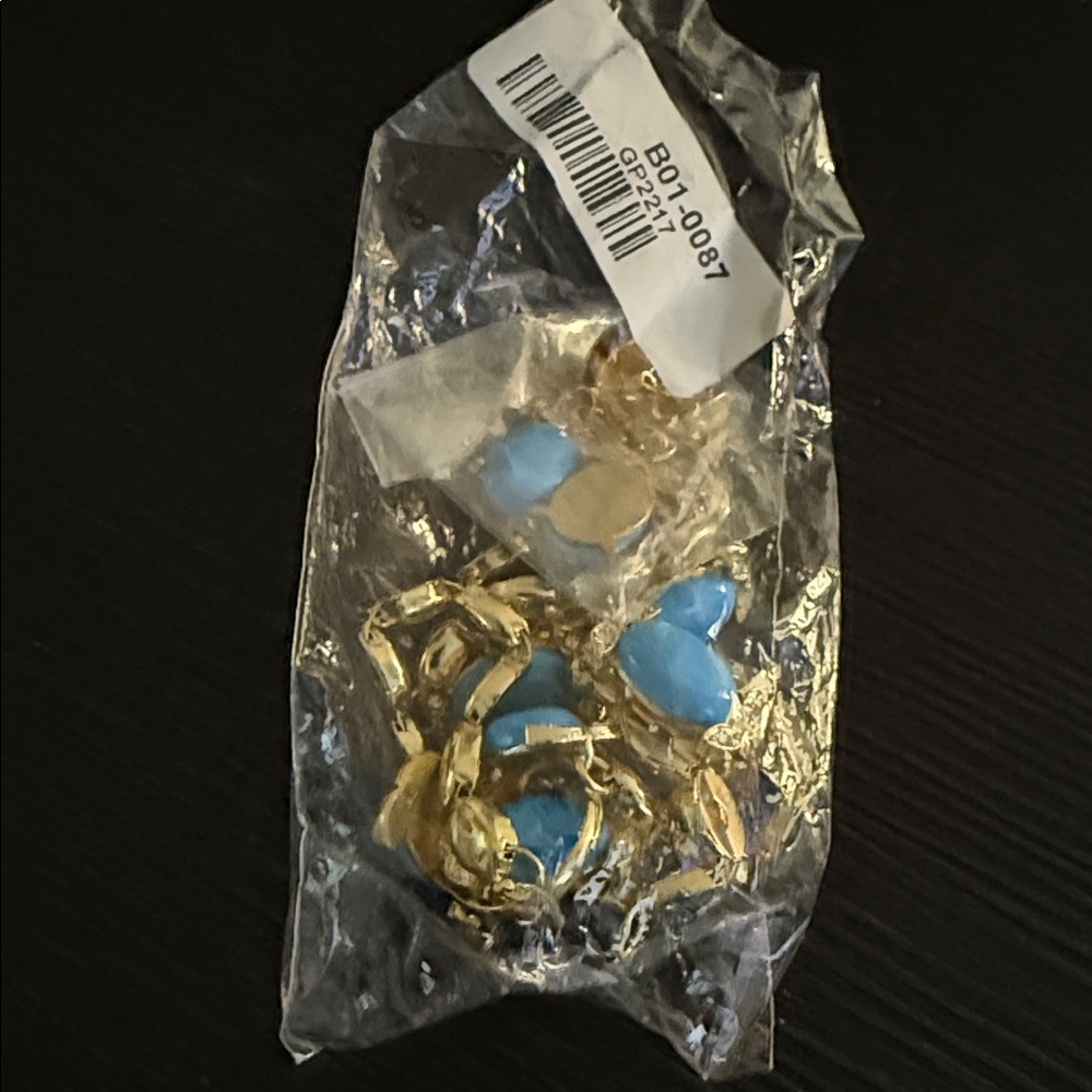 Gold and Blue Heart Earrings